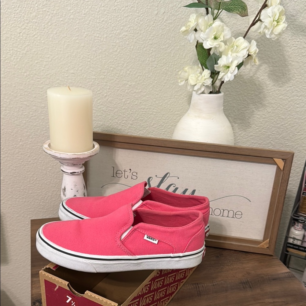 Vans Bright Pink Slip-On Shoes